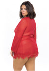 Meet Me Half Way- Plus Size Red Sheer Robe