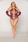 What You Need- Plus Size FISHNET Teddy & Glove Set